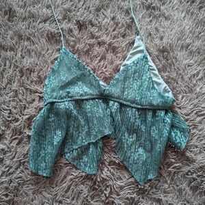 Teal Lacey Tank Top